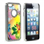 Wholesale iPhone 5 5S Butterfly Diamond Chrome Case (Rainbow MIX)